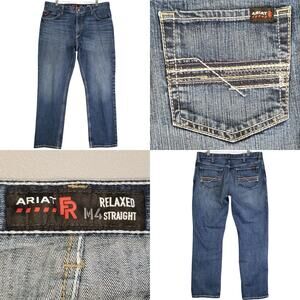 Ariat Jeans Work FR M4 Low Rise Boot Cut Mens 36X32 Blue Dark Wash Western